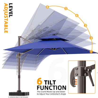 ORYNTREX 10' X 13' Outdoor Patio Umbrella Large Rectangle Cantilever Umbrella Heavy Duty 360°Rotation Offset Umbrella for Garden Deck Pool Patio,Navy Blue