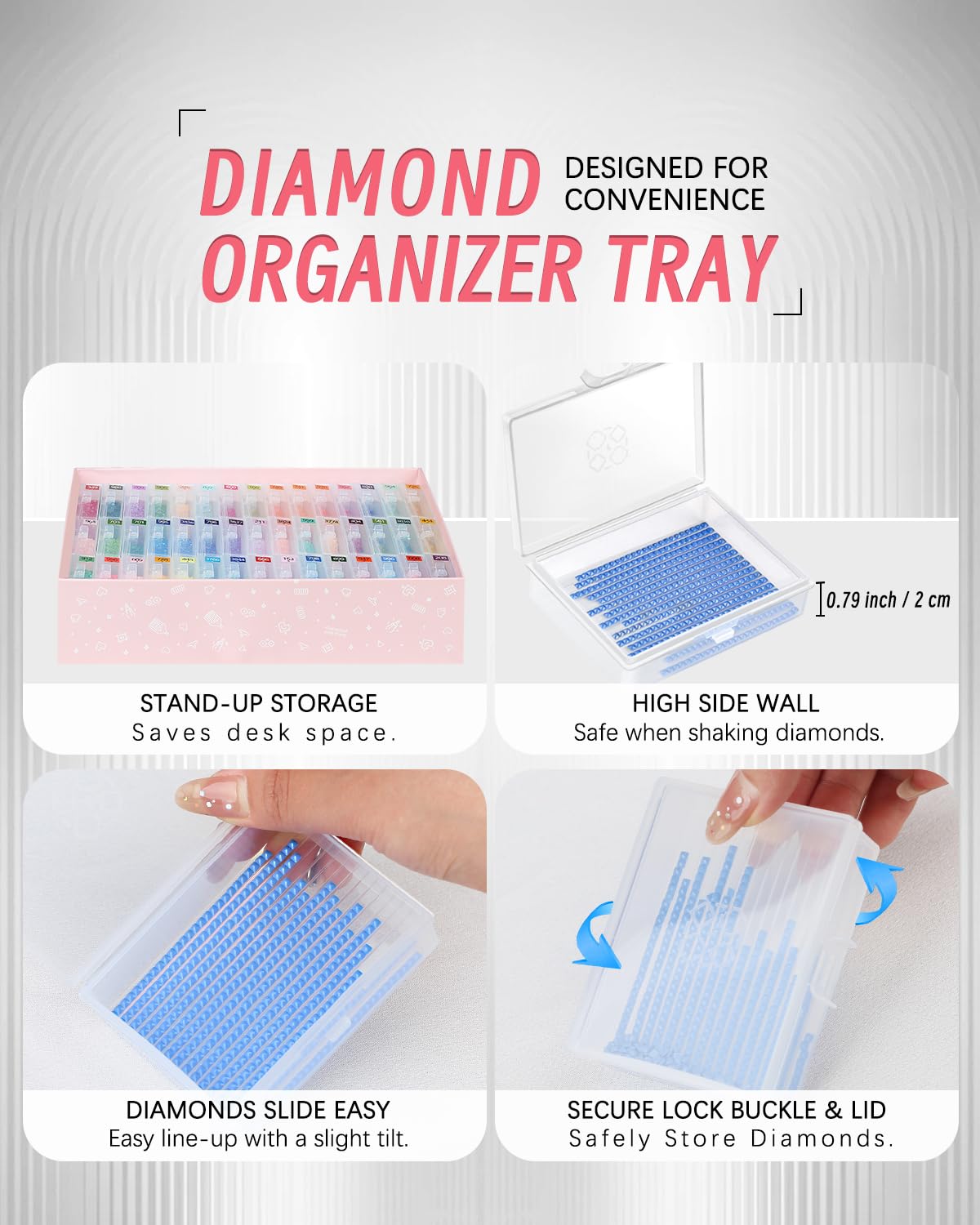 forever young 45pcs Diamond Painting Storage Containers Trays, Diamond Art Accessories Diamond Painting Trays with Lids, 2-in-1 Storage, Bead Storage & Line-Up, Box Package