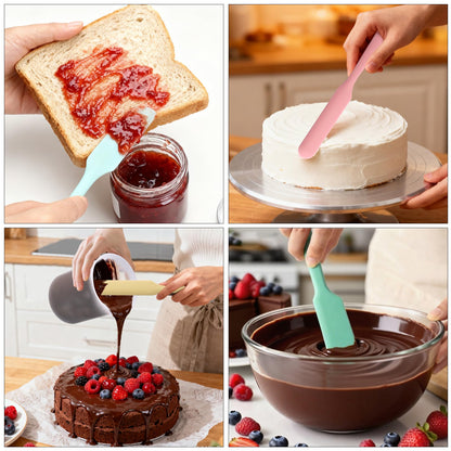 Palksky Silicone Chocolate Melting Cup Set with 4 Silicone Measuring Cups (250ml & 350ml) and 4PCS Heat-Resistant Jar Spatulas, Non-Stick Baking Tools for DIY Chocolate, Butter & Cream Mixing