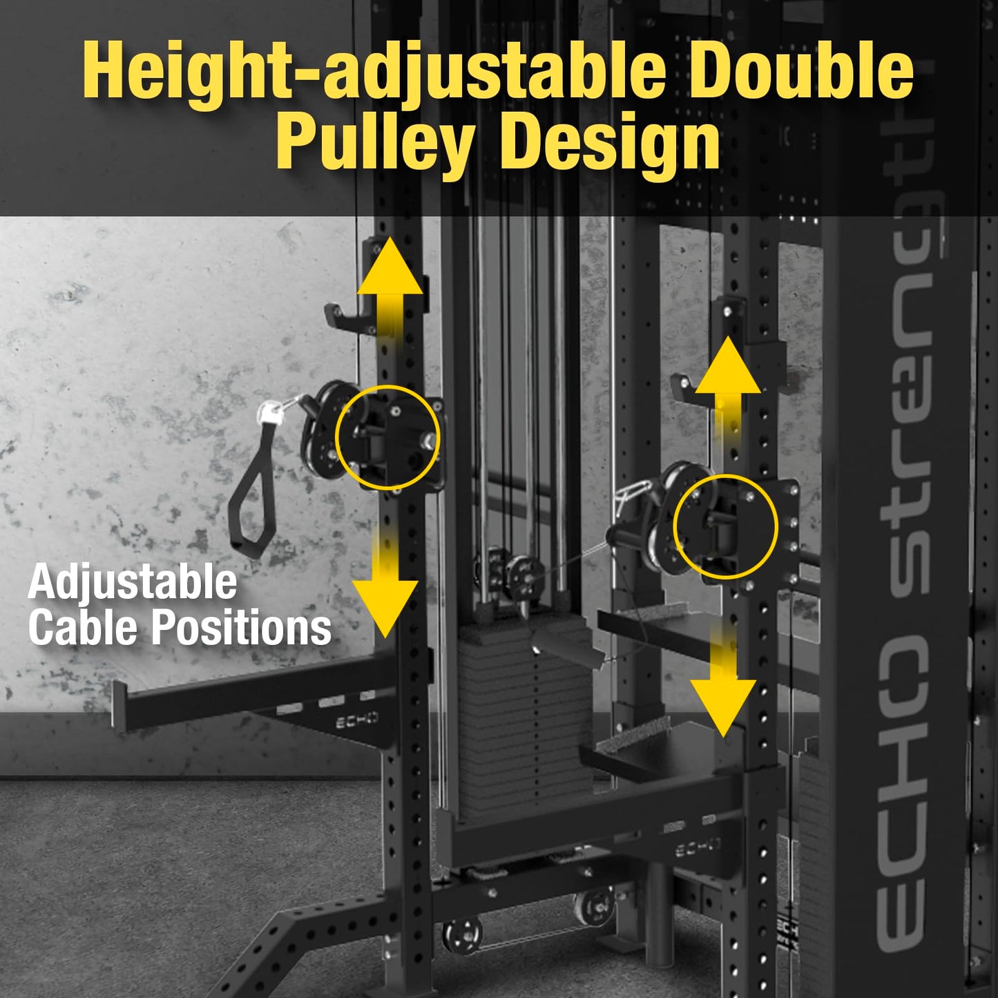 Commercial Functional Trainer Cable Machine with Dual Weight Stacks Power Cage Squat Rack Cable Crossover Exercise Machine with Pulley System All in One Home Gym Systems, Model B