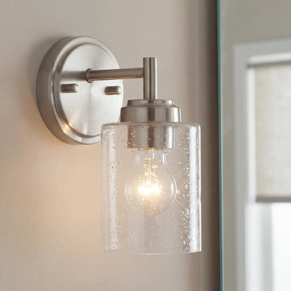 Kichler Winslow 9.25" Wall Sconce in Brushed Nickel, 1-Light Modern Wall Mount Fixture with Clear Seeded Glass , 45910NI