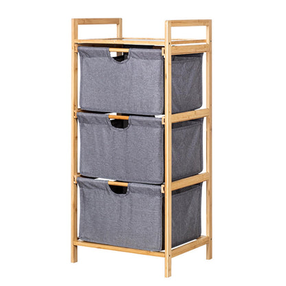 Depisuta Laundry Basket Organizer, 3 Tier Pull Out Hamper Sorter with Top Shelf Fabric Drawers Unit Small Space Freestanding Clothes Towel Storage Cabinet for Bathroom Bedroom (Gray)