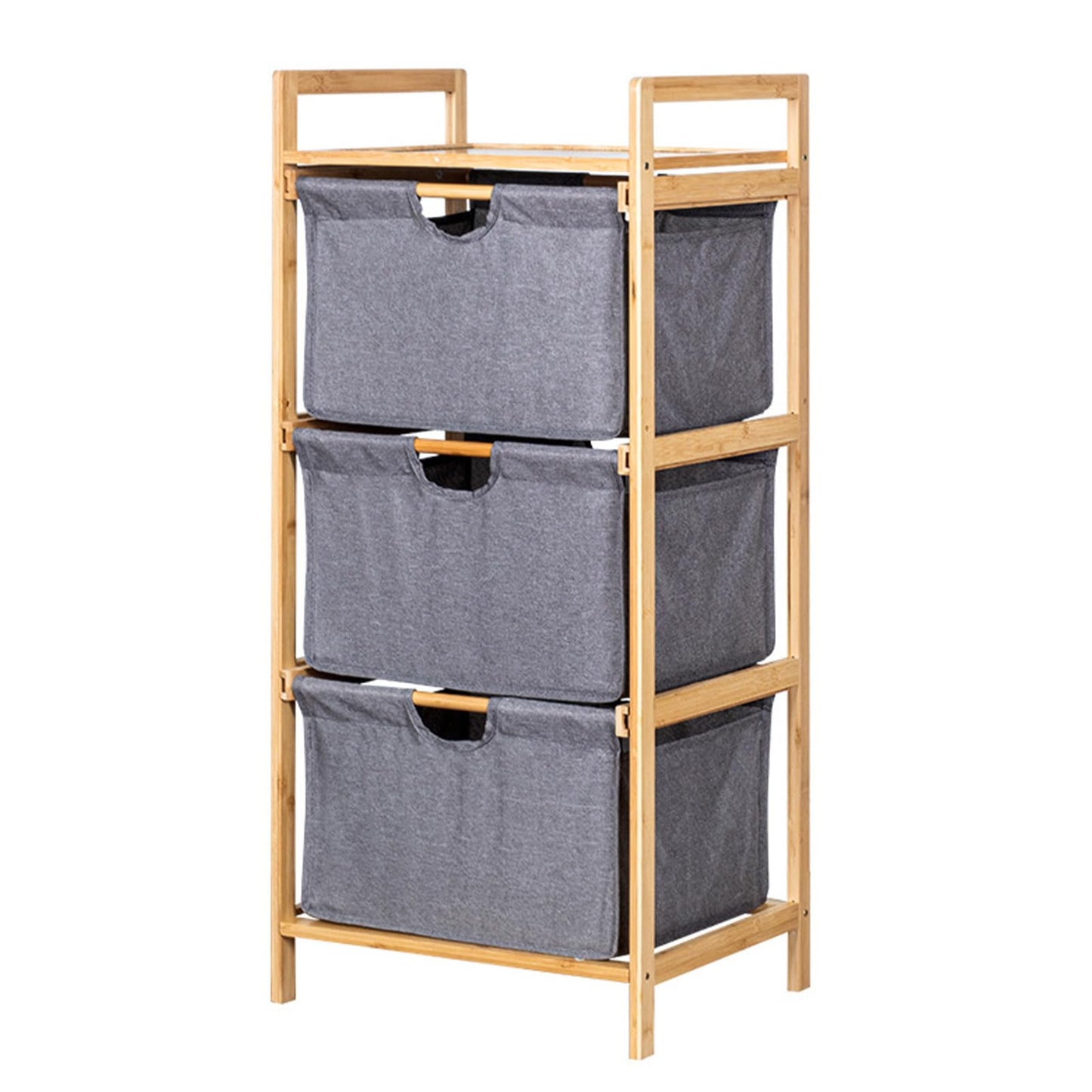 OPPWONG Laundry Basket Organizer, 3 Tier Pull Out Hamper Sorter, Freestanding Clothes Towel Storage Cabinet with Top Shelf Fabric Drawers Unit, Ideal for Small Space, Bathroom & Bedroom (Grey)