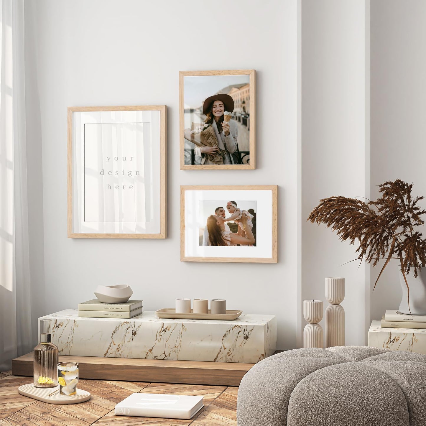 puthiac 11x14 Solid Oak Wood Picture Frame, Fits 8x10 with Mat or 11x14 Without Mat, Wall Display Only, Vertical or Horizontal, Plexi Front, 1 Pack, Natural Oak