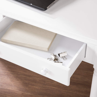 SEI Furniture - Writing 2-drawer Desk- Crisp White - Transitional Design, White Finish - Ideal for Home Office, Bedroom (HO8800)