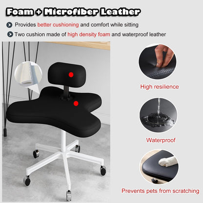 Office Chair Cross Legged Chair，Cross Legged Sitting Kneeling Office Chair with Wheels, Meditation Seat for Reducing Back Pain, Ergonomic Posture Corrective Seat - Improve Posture and Reliev