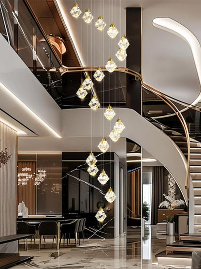 H142in Foyer Chandelier Big Chandeliers for High Ceiling Gold Pendant Light Fixture 26-Lights Crystal Chandelier Lighting Fixture for Living Room Staircase Villa