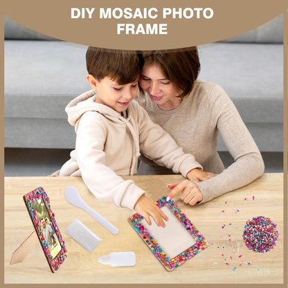 zjdbset DIY Mosaic Photo Frame Craft Kit for 4 * 6 Photo,8 Pcs DIY Unfinished Wooden Picture Frames with Mosaic Tiles for DIY Craft