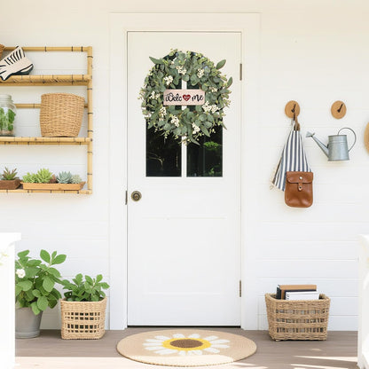 **SY Super Bang 20-Inch Artificial Eucalyptus Wreath - Interchangeable Seasonal Decor for Front Door**