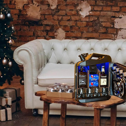 MNJVCFDS Personalized Small Bar, Portable Whiskey Bar Cabinet, Christmas Mini Bar Gasoline Barrel Wine Cabinet Display, Gift for Husband Men Women Dad Boy Girl Boss