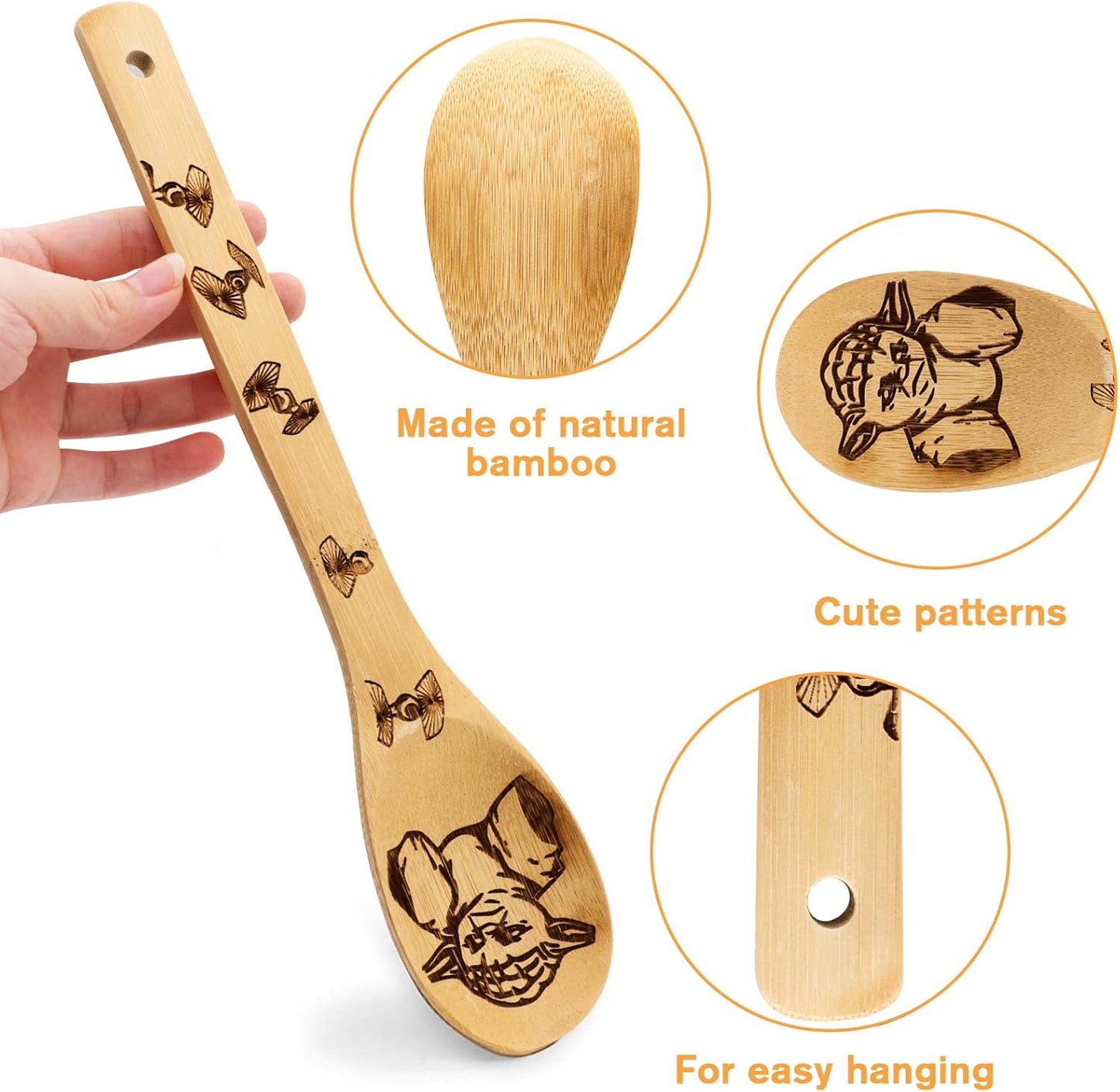 Star War Wooden Spoons Kitchen Cooking Utensils, Bamboo Utensil Set for Cooking, Heat Resistant for Non-Stick Cookware