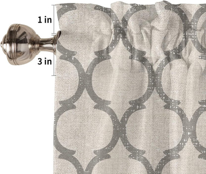 Hostline 42"x12" Valances Curtains for Living Room Farmhouse Burlap Texture Vintage Moroccan Semi Sheer Valance