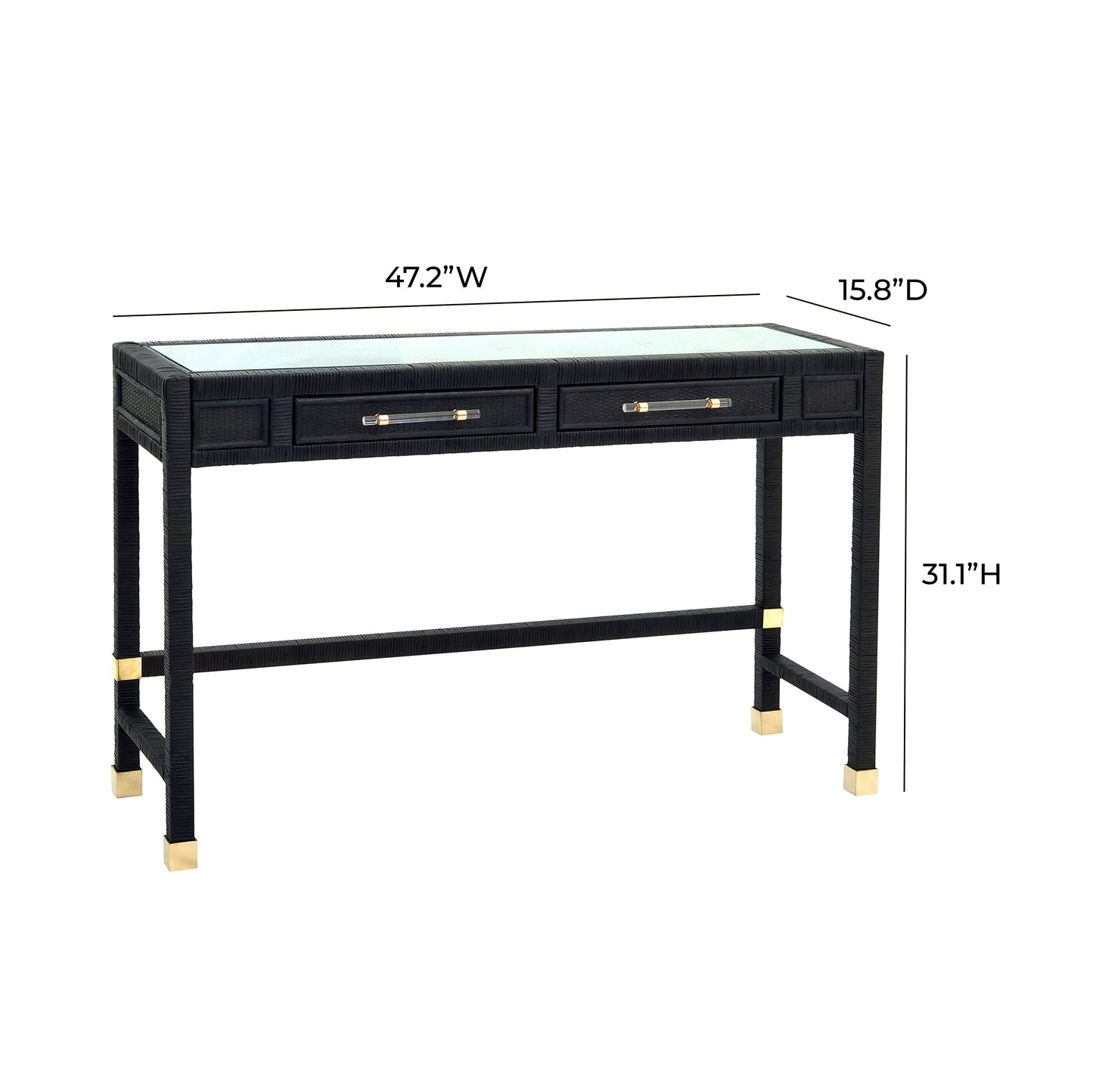 Tov Furniture Amara Charcoal Rattan Desk