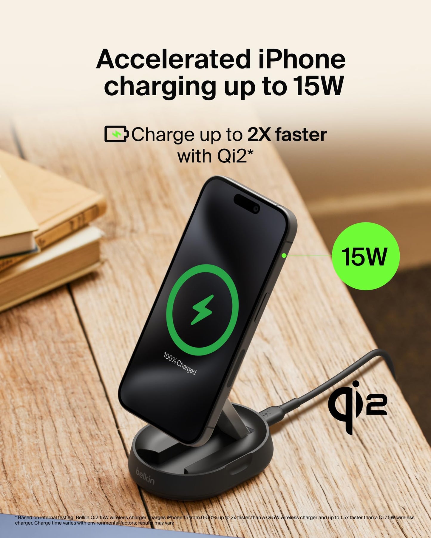 Belkin Magnetic Wireless Charging Pad 15W - MagSafe-Compatible Qi2-Certified Wireless Charging Station, iPhone Charger for Apple iPhone 16, 15, 14 Series, AirPods w/Non-Slip Base - Black (No PSU)
