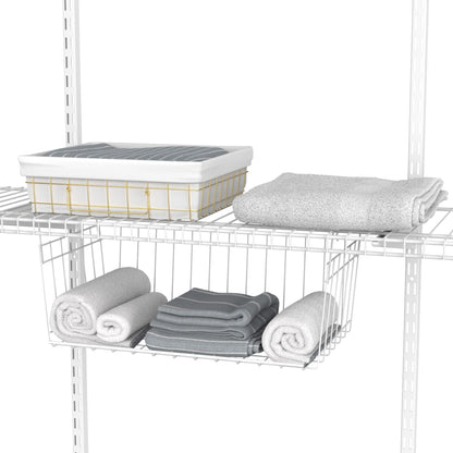 ClosetMaid Wire Hanging Shelf Basket for Storage, Organization in Closet or Pantry, No Assembly or Installation, Durable, White