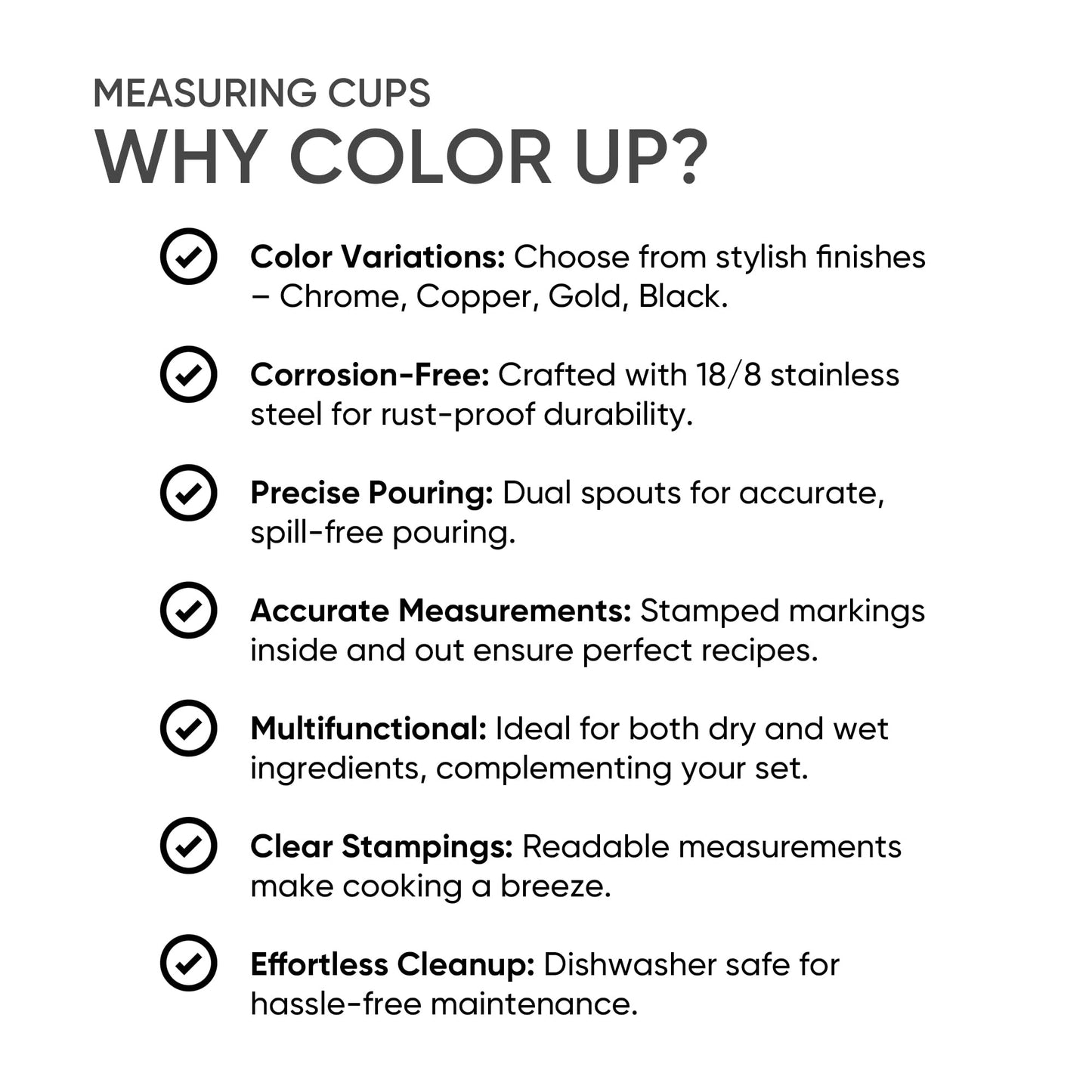 Color Up Measuring Cup Set, Stainless Steel 1 Cup (240ml) & 2 Cup (480ml) Scoops with Engraved Markings, Dual Pour Spouts, Flat Base, Dishwasher Safe for Dry and Liquid Ingredients