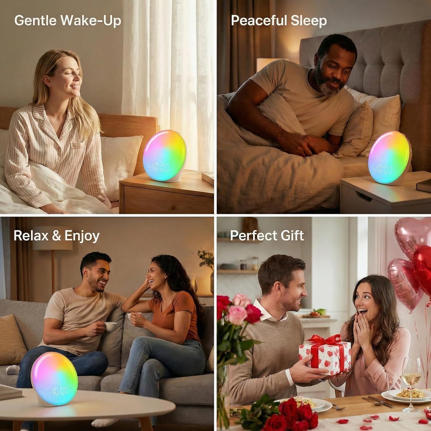 25 Sunset 5W JALL Sunrise Alarm Clock with Soothing Sounds, White Noise Sound Machine for Sleep, Lamp & Bluetooth