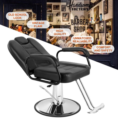 Artist hand Barbers Chairs, Heavy Duty Hydraulic Reclining Salon Chair Spa Furniture Reclining Extra Wider Seat Beauty Hair Salon Equipment(Black)