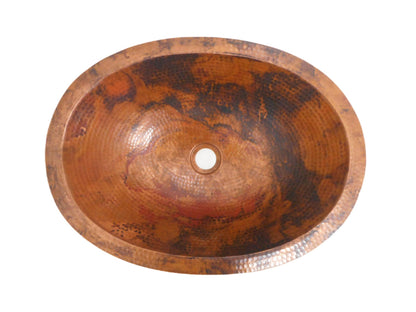 Simply Copper 19" Oval Copper Drop In or Under Mount Bath Sink in Natural Patina