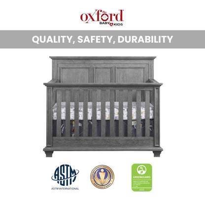 Oxford Baby Kenilworth 4-in-1 Convertible Baby Crib, Graphite Gray, GreenGuard Gold Certified