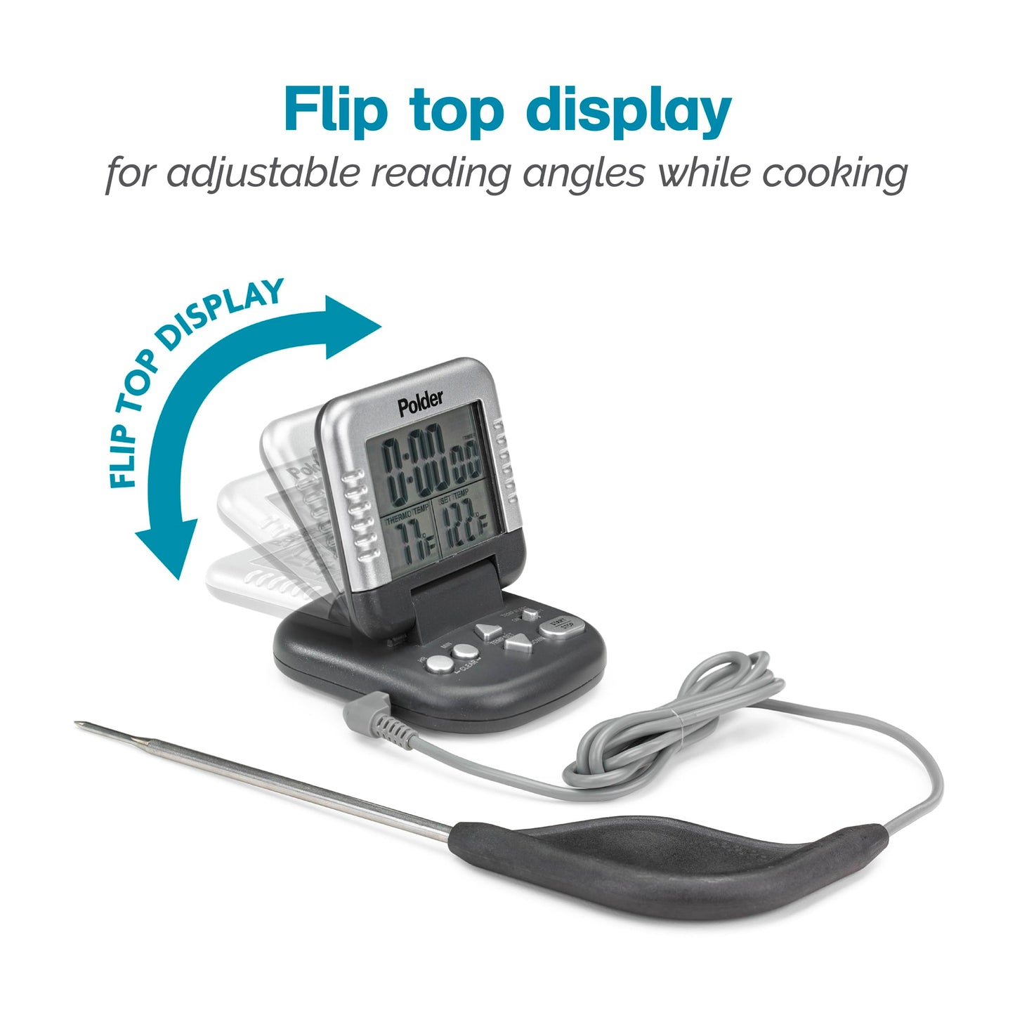 Polder Digital In-Oven Thermometer/Timer, White