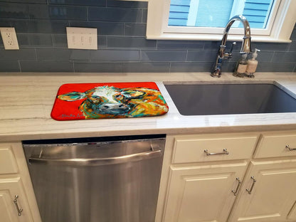 Caroline's Treasures MW1272DDM Caught Red Handed Cow Dish Drying Mat, Absorbent Pad for Kitchen Counter, 14 x 21"