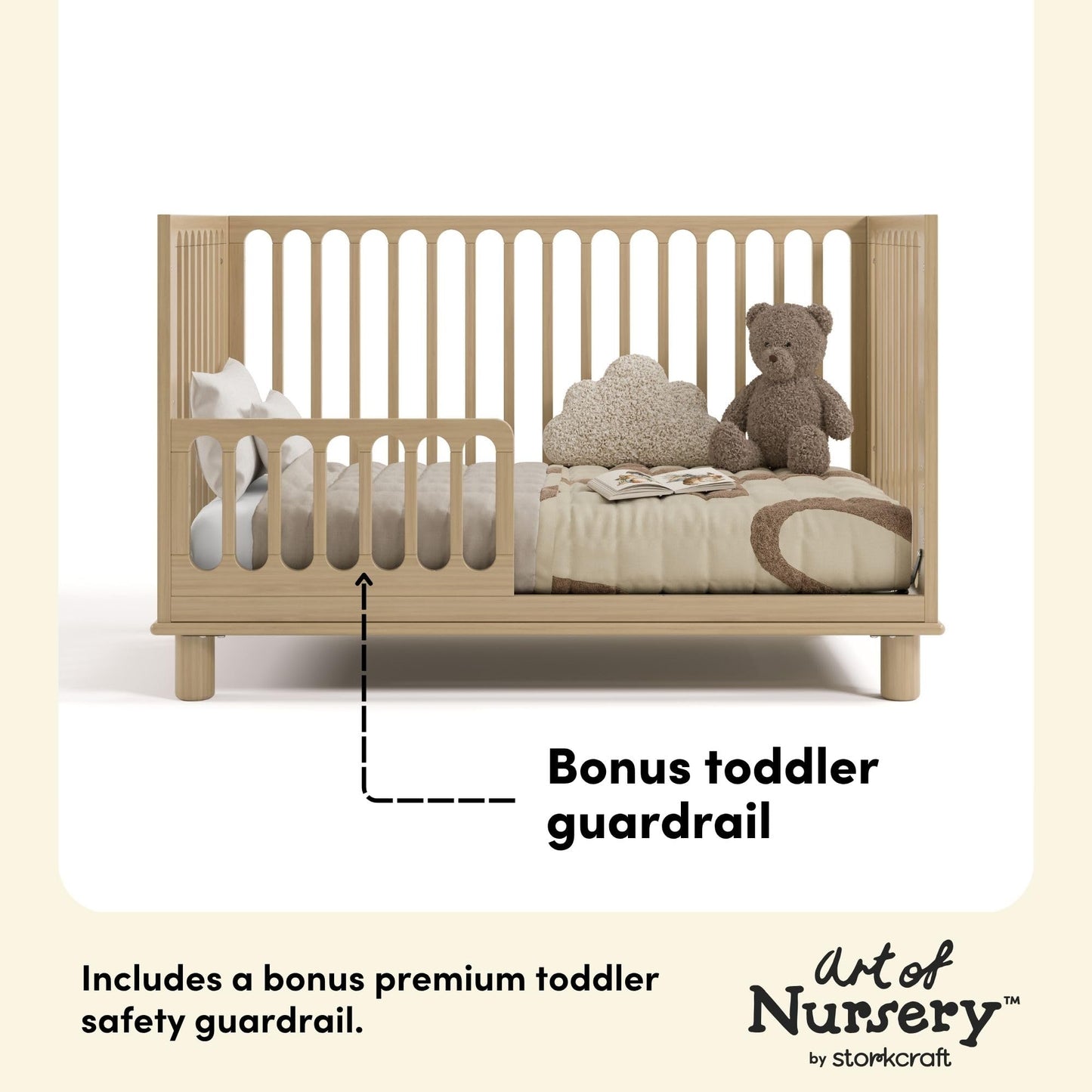 Storkcraft Sicily 3-in-1 Convertible Crib with Toddler Rail Included – GREENGUARD Gold Certified, 100% Solid Wood, Converts to Toddler Bed, Fits Standard Baby Crib Mattress (Driftwood)