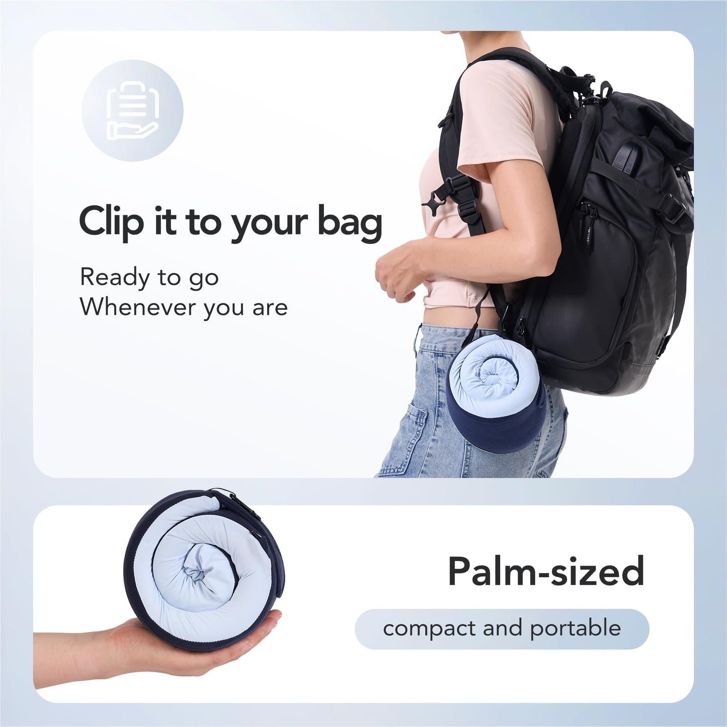 Travel Pillow, 100% Pure Memory Foam Travel Neck Pillow Airplane Neck Support Ergonomic Design for Traveling Suitable for Airplanes,Offices and Cars-Grey