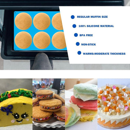 Sidosir Round Silicone Mold for Baking, 4inch Large Breakfast Sandwiches Mold Silicone for Whoopie Pie, Non-Stick Hamburger Buns Molds for Egg Pan (1, ROUND)