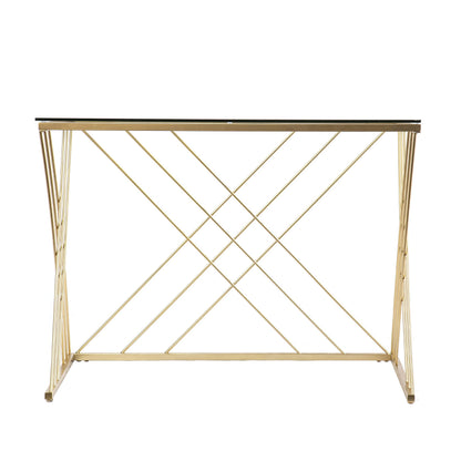 SEI Furniture Dezby Modern Glass-Top Desk, Silver