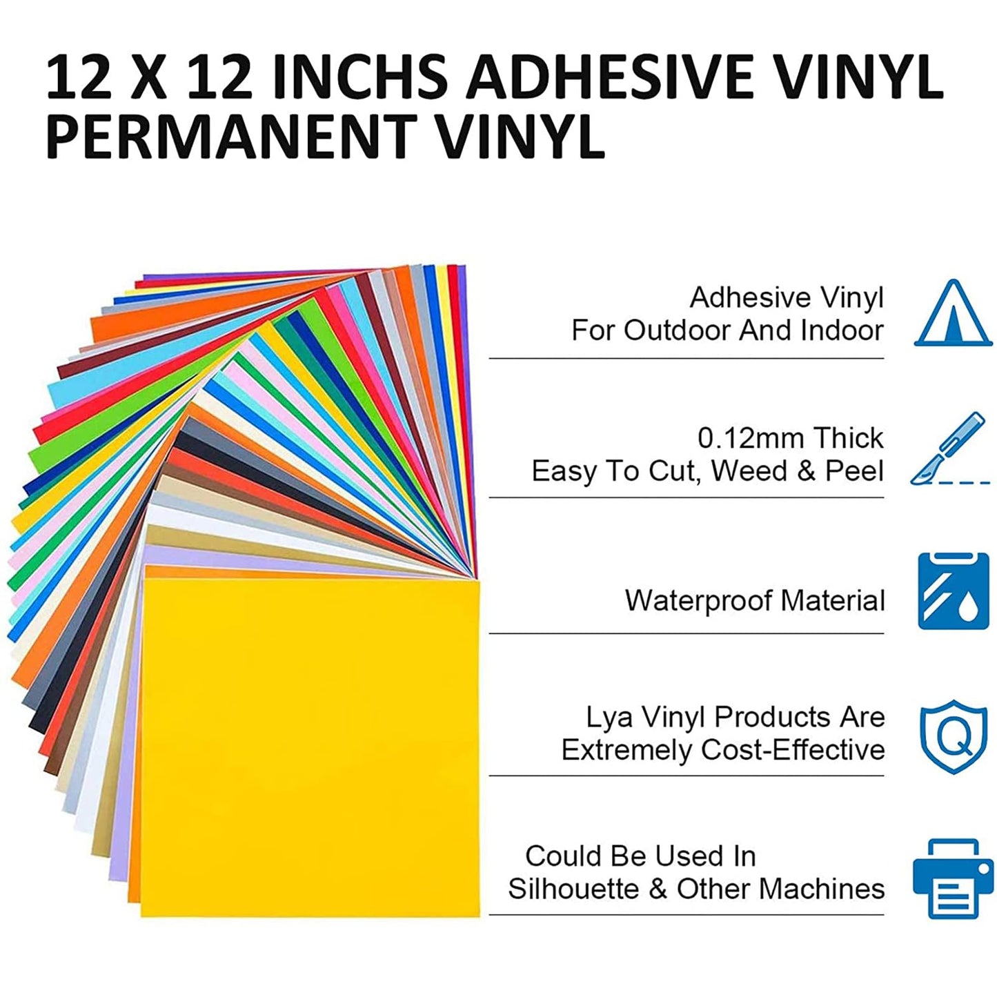 Lya Vinyl Permanent Vinyl - 40Pack (20 Glossy & 20 Matte) Outdoor Permanent Vinyl Sheets Bundle - Self Adhesive Sheets for Party Decoration, Sticker, DIY Mug, Home Decal