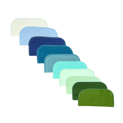 1 Ply Solid Color Flannel Wipes, 8x8 Inches, Set of 10 Assorted Blues and Greens, Made in the USA