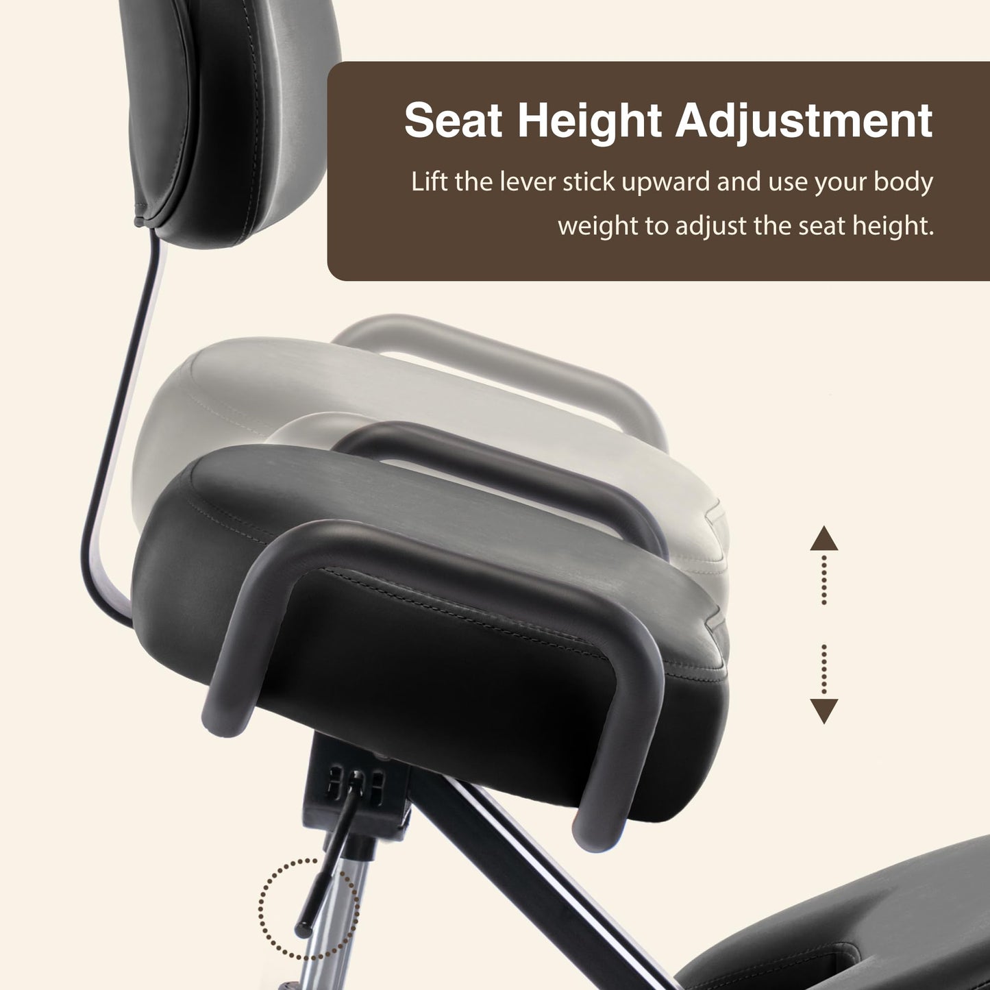 DR.LOMILOMI Ergonomic Kneeling Chair with Backrest, Improve Posture, Thick Cushions, Locking Wheels for Home & Office, AKONI 512B (Black)
