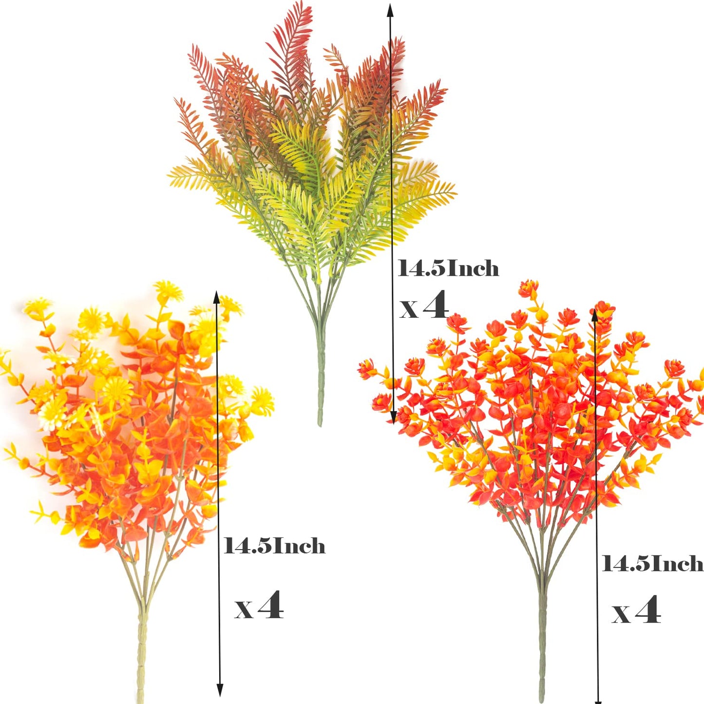 Grunyia 12 Bundles Artificial Fall Flowers UV Resistant Autumn Decorations for Thanksgiving Home Kitchen Room Farmhouse Floral Arrangements Indoor Outdoor