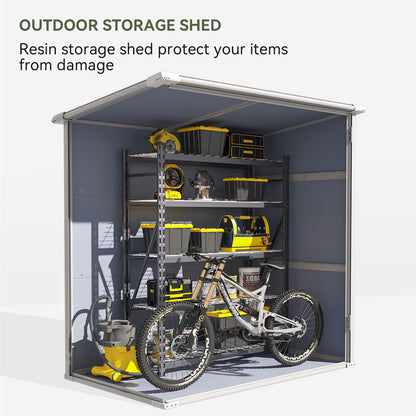Aoxun 5 x 3 FT Outdoor Storage Shed, Resin Shed with Floor & Lockable Doors, Small Garden Shed Waterproof Plastic Tool Shed with Sloped Roof for Backyard, Garden, Patio, Lawn, Grey