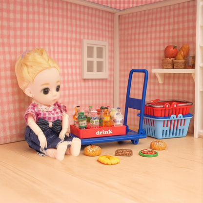 100 Pcs Miniature Food Set & Drink Bottles Realistic Resin Dollhouse Accessories 1:12 Scale Mini Food Kit for Kids Play, Collectors, Miniature Scene Kitchen Game Party Cake Bread Dessert