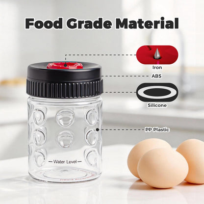 2 in 1 Egg Peeler with Piercer, Hard Boiled Egg Shell Remover Tool with Rotary Lock & Leak-Proof Design, Clear Egg Peeler for Meal Prep, Fitness, Camping & Deviled Eggs, Easy to Use & Clean (Black)