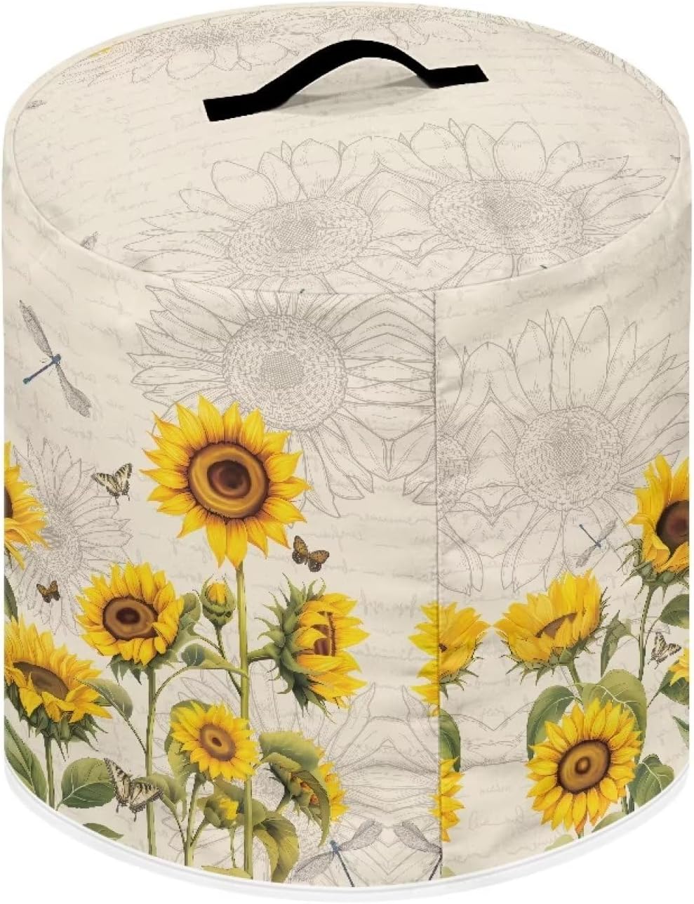 Air Fryer Cover - Pressure Cooker Dust Cover for 6 Qt Instant Pot, with Top Handle and Accessories Pockets, Sunflower