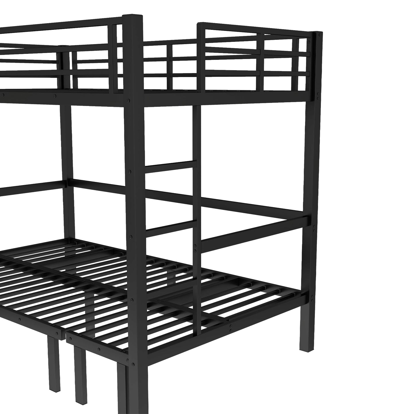 Bellemave Twin XL Over Twin XL Futon bunk Bed, Lower bunk can be Pulled Out in Three Sections, Loft Bed with Sofa for Teens, Adults, Bedroom, Black(Excluding Cushions and mattresses)