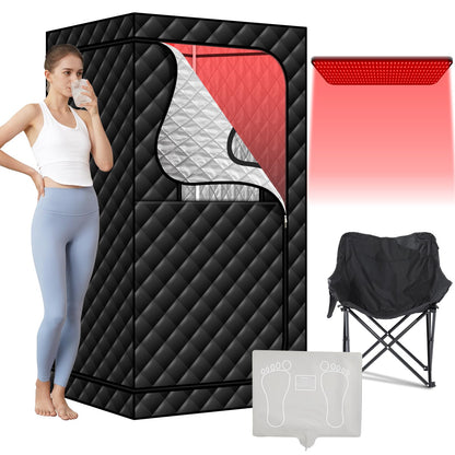 amocane Portable Infrared Sauna with 600nm Red Light, Personal Sauna Spa with Remote Control and Large Foldable Chair, Full Size Dry Heated Home Saunas Tent for Detoxation & Relaxation