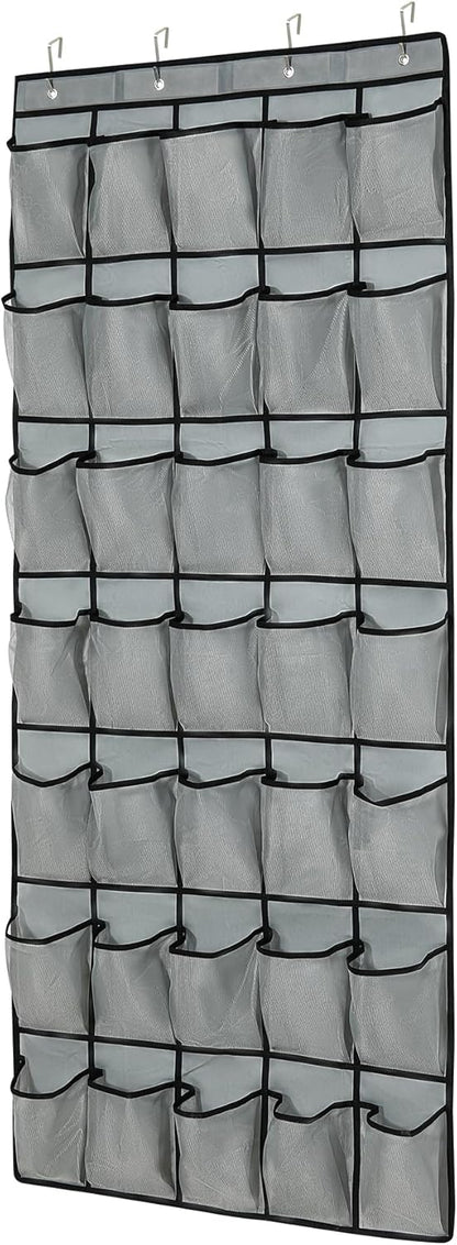 Skiennix Over The Door Shoe Organizer - 35 Large Mesh Pockets With 4 Metal Hooks | Space-Saving Storage Solution