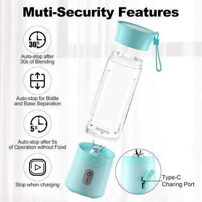 COKUNST 18oz Portable Blender, USB Rechargeable Personal Size Smoothie Blender with 6 Blades