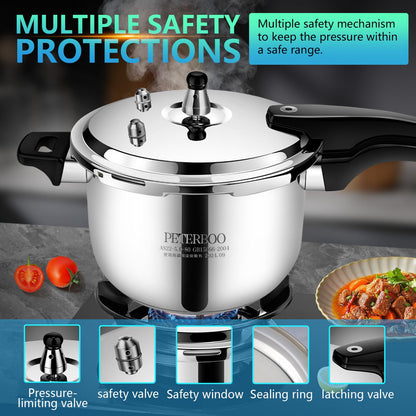 Premium 8.46 Quart Stainless Steel Pressure Cooker, Quality Crafted Kitchen Cookware, Professional Performance, Durable Design for Daily Family Cooking