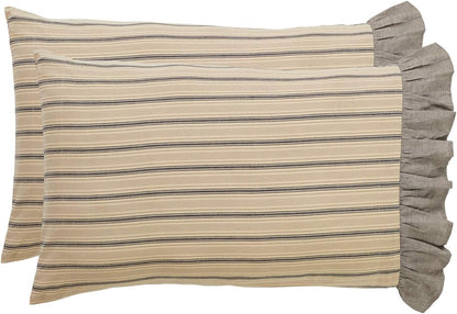 VHC Brands Sawyer Mill Tan Pillow Case Set – Standard Pillowcase Set of 2, 21x30, Dark Creme White.