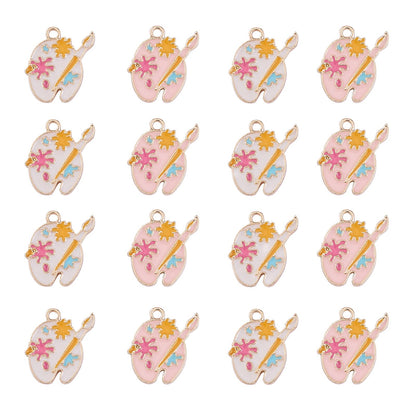 DanLingJewelry 40pcs 2 Colors Enamel Palette Cute Artist Paint Palette Dangle Charms with Loop for DIY Jewelry Making