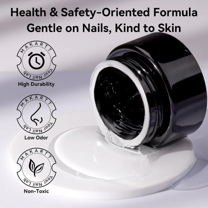 Makartt Clear Gel Builder Kit: Self-Levelling, Long Lasting Extension Hard Gels for Strengthener, Broken Nails Repair Gel Kit with Paper Forms, Dual forms, Nail File and Dual-End Brush 1.06 oz