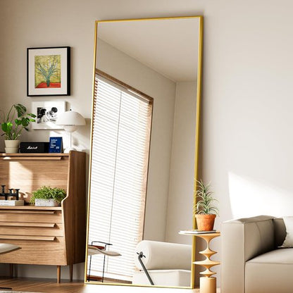 Koonmi 65"x24" Floor Mirror Full Length, Bedroom Floor Body Mirror with Stand, Large Gold Mirror, Leaning, Standing or Hanging Horizontally/Vertically