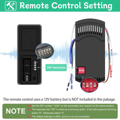 Hampton Bay Ceiling Fan Remote, Universal Ceiling Fan Remote Control Kit, 3-Speed, Light Dimmer, Time Delay, Replacement for Hampton Bay Home Decorators Collection Hunter KUJCE10318, 2AAZPHD3/HD3