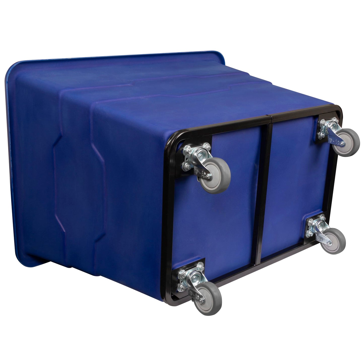 ReadySpace Commercial 16 Bushel Utility Cart with Steel Base, Poly Box Basket Truck, Laundry Cart, and Rolling Trash Bin, 47-Inch x 34.75-Inch x 35.5-Inch, 1000 Pound Weight Capacity, Blue