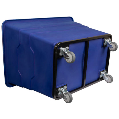 ReadySpace Commercial 16 Bushel Utility Cart with Steel Base, Poly Box Basket Truck, Laundry Cart, and Rolling Trash Bin, 47-Inch x 34.75-Inch x 35.5-Inch, 1000 Pound Weight Capacity, Blue